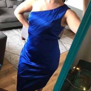 Calvin Klein satin one shoulder cocktail dress
